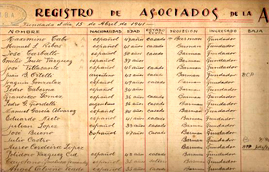 1º Hoja del primer registro de asociados